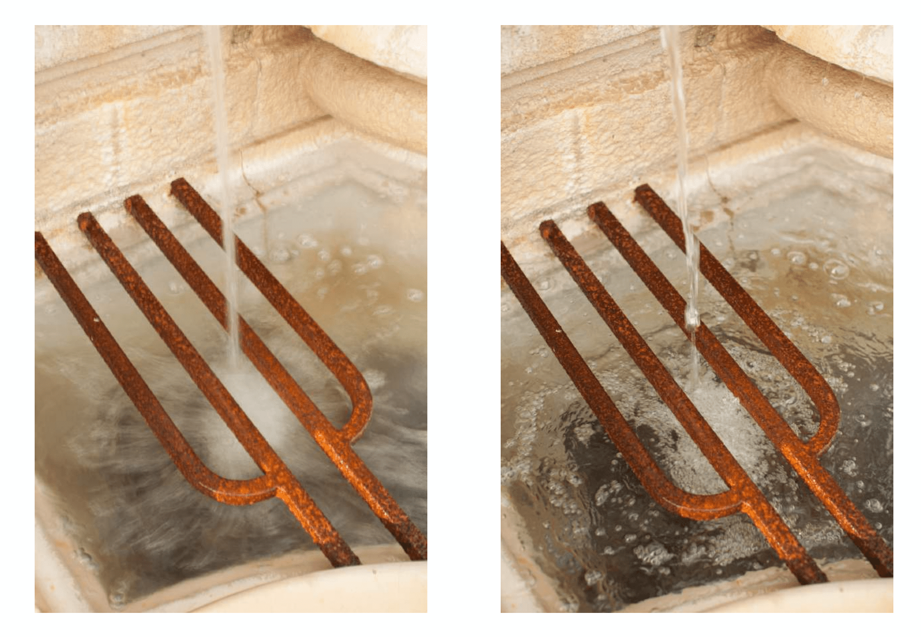 vitesse de l'eau différente